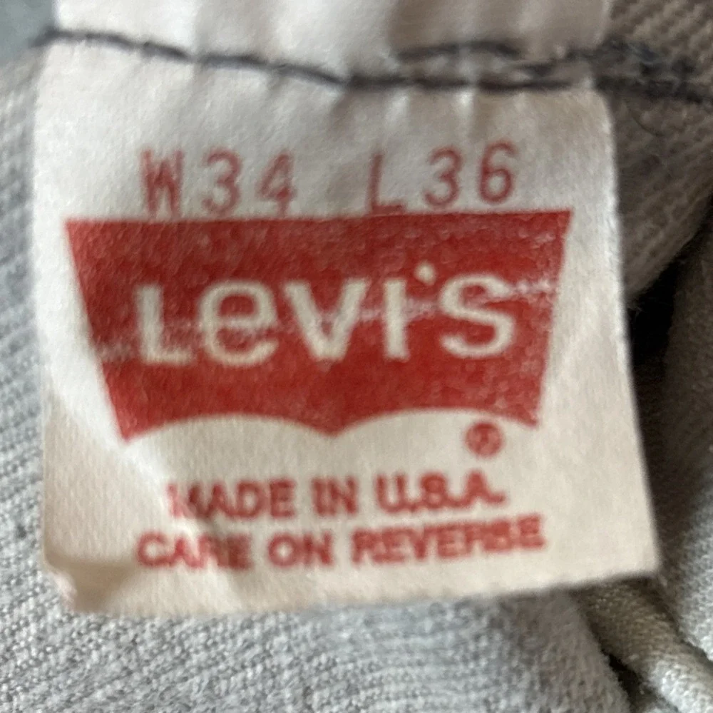Vintage Levis 501 Jeans Mens Gray Straight Button Fly Made USA 32x29 (Tag 34x36)